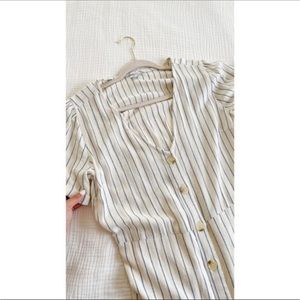 Old Navy linen Blend Striped White & Blue Midi Dress Size L NWT